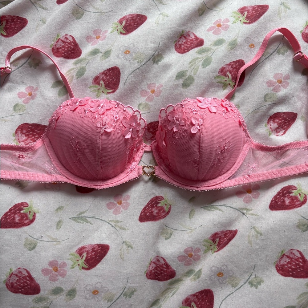 Pink Hope Floral Lace Bra